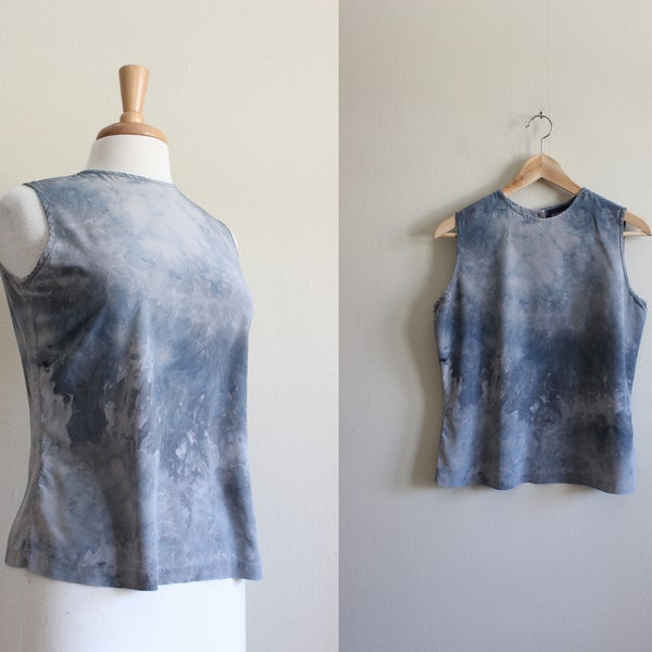 Midnight Blue Tie-dye Tank Top w Train [Cotton Blend] - S/M