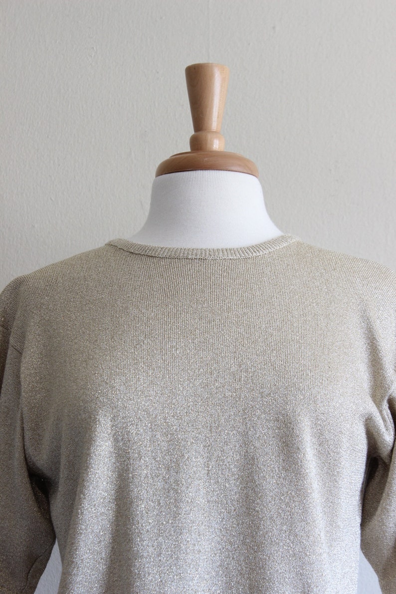 Vintage Metallic Gold Lurex Knit Short Sleeve Top image 5
