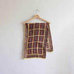 Vintage Red & Gold Print Cravat Scarf