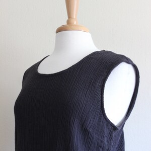 Vintage Crinkle Texture Black Tank Top - Etsy