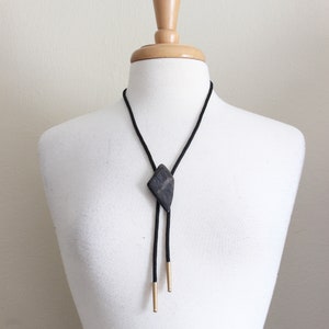 Vintage Grey Black Stone Bolo Tie