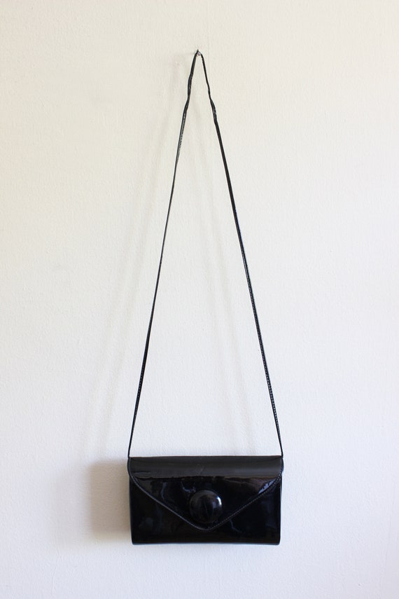 Vintage 1980s Andé Black Patent Clutch Bag - image 4