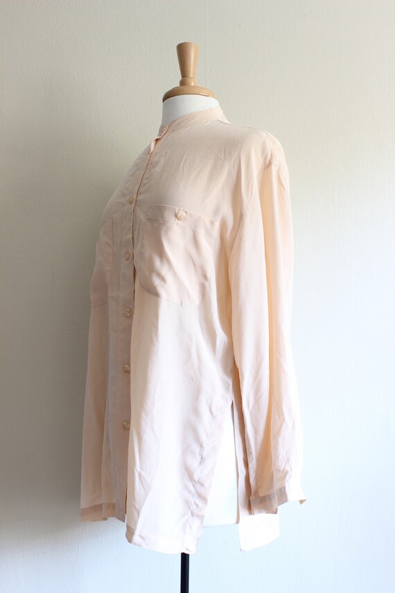 Vintage Peachy Pink Slouchy Silk Tunic Top - image 7