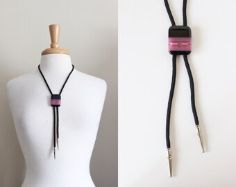 Vintage Black & Pink Bolo Tie