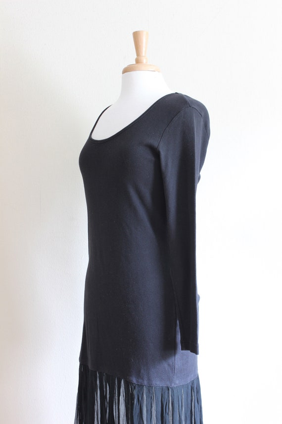 Vintage Long Sleeve Sheer Hem Black Knit Midi Dre… - image 7