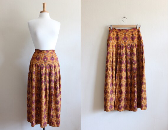 Vintage Liz Claiborne Rust Orange Printed Midi Ski