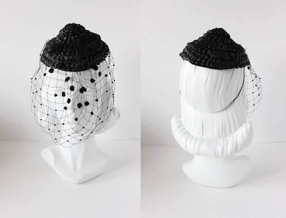 1950s Hat / Vintage Fibert Orcel Jr. Black Veiled