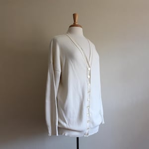 Vintage 525 Ivory 100% Cotton Slouchy Knit Cardigan Sweater