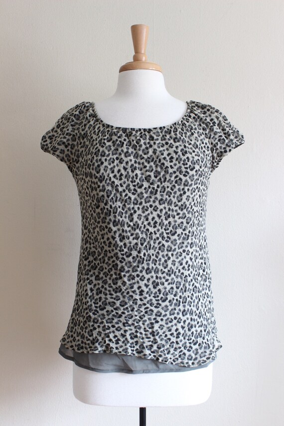 Vintage Leopard Print Silk Chiffon Bias Cut Top - image 2