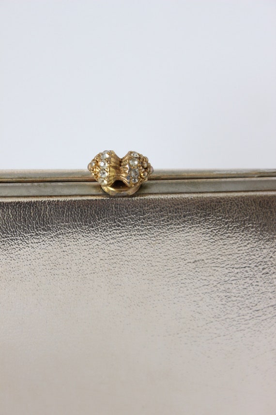 Vintage 1960s Metallic Gold Faux Leather Clutch - image 3