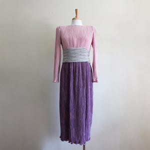 Vintage 1980s Steven Stoller Pink & Purple Fortuny Pleated Dress