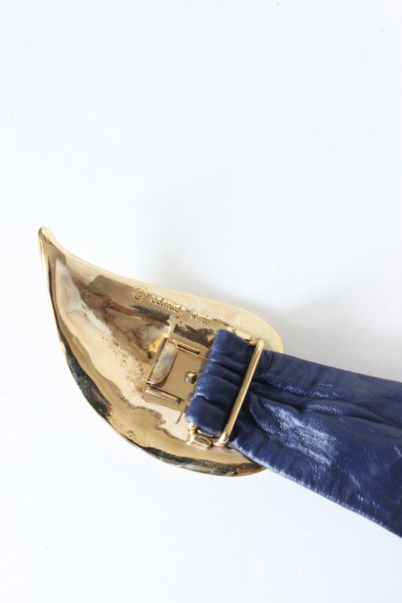 Buy Vintage Leather Shop Navy Blue Leather Sash Belt With 