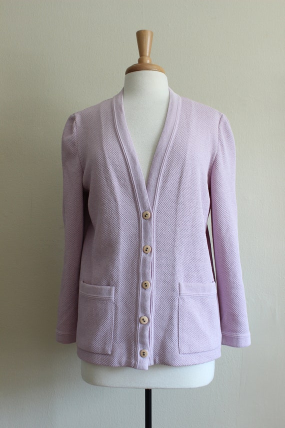 Vintage 1970s Castleberry Lavender Cardigan Sweat… - image 3