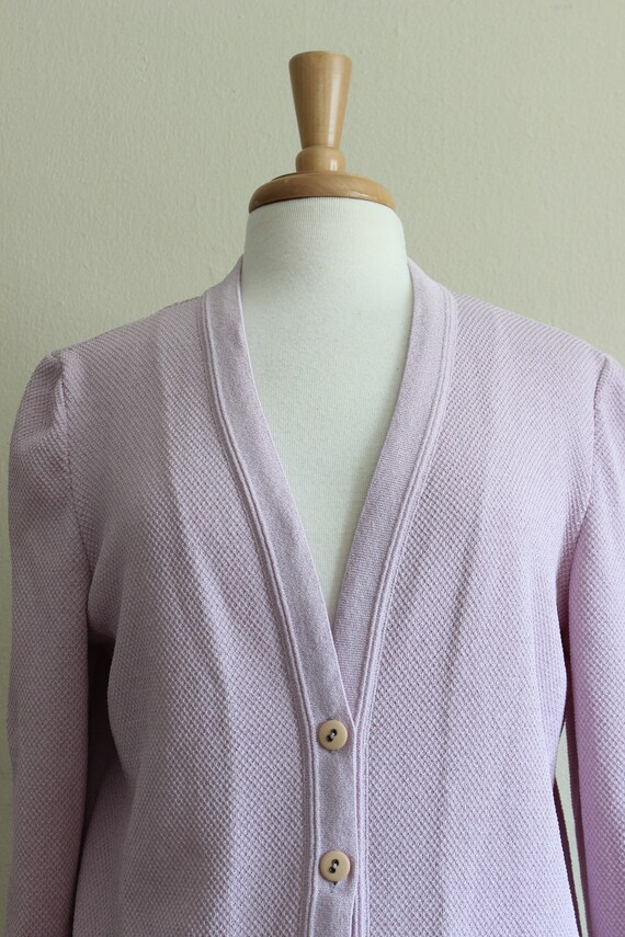 Vintage 1970s Castleberry Lavender Cardigan Sweat… - image 4