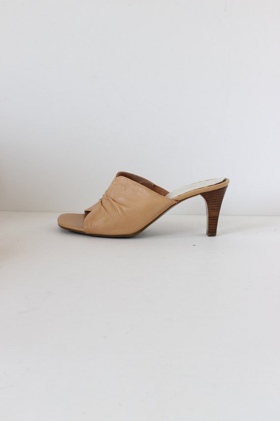 Vintage Liz Claiborne Ruched Tan Leather Slides, s