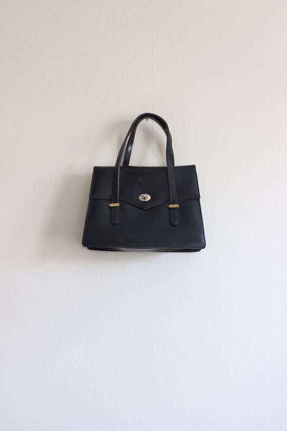 Black Faux Leather Belt Detail Handbag