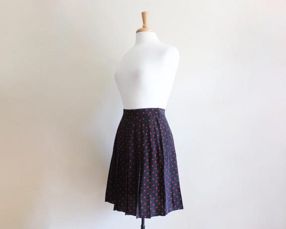 Ann Taylor, Vintage Ann Taylor Black & Red Polka Dot Silk Mini Skirt