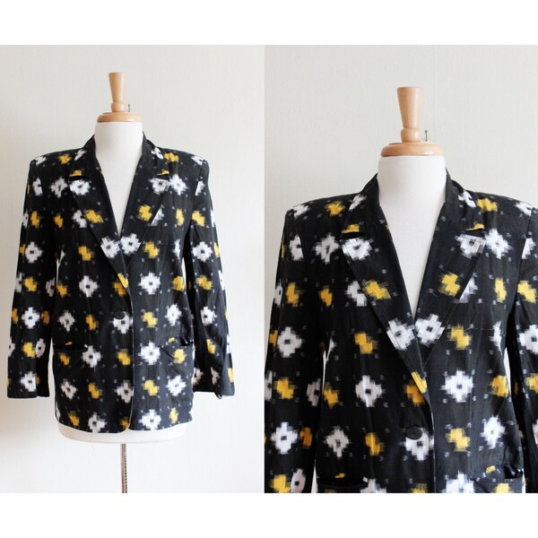 Ikat Black Cotton Blazer main image 0