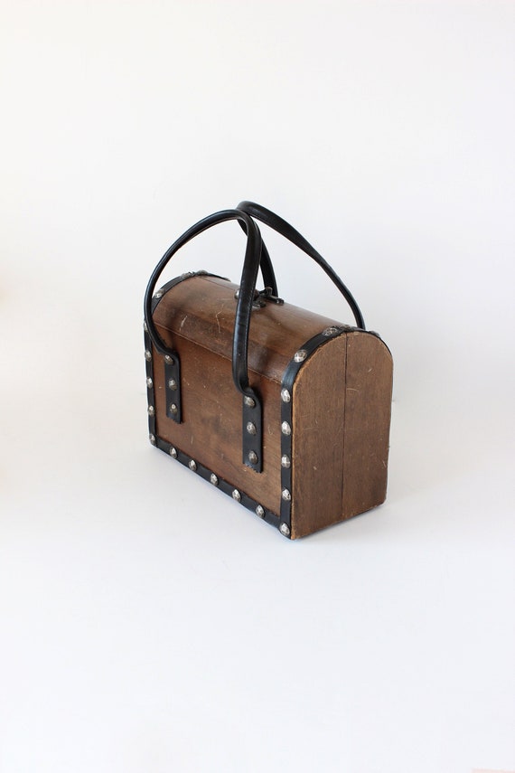 Vintage Wooden Treasure Chest Box Bag
