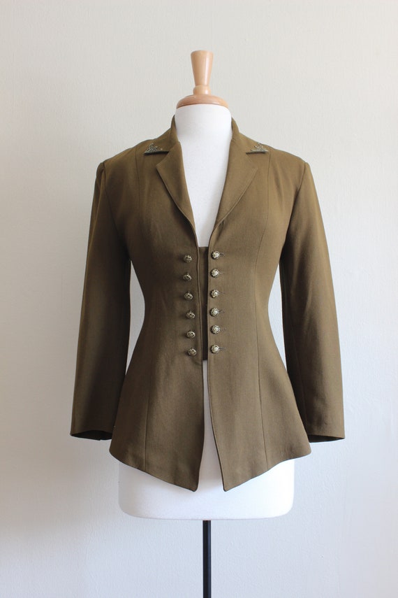 Vintage 1980s Ginger Paris Olive Green Military-I… - image 3