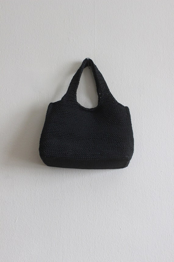 Vintage 1990s Old Navy Black Crochet Bag