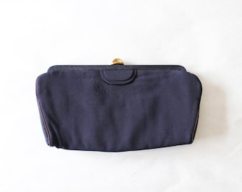 Vintage Garay Navy Blue Grosgrain Clutch