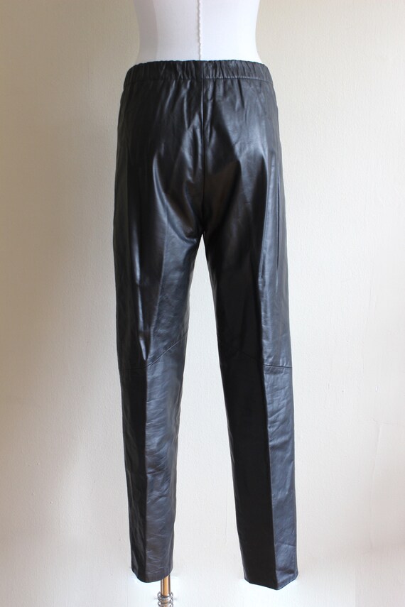 Vintage 1980s Slim Leg Black Leather Pants - image 9