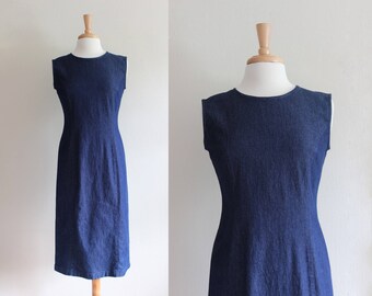 Vintage 1990s Stretch Denim Sheath Dress