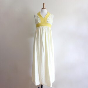 Vintage 1960s Yellow & White Stripe Seersucker Maxi Dress