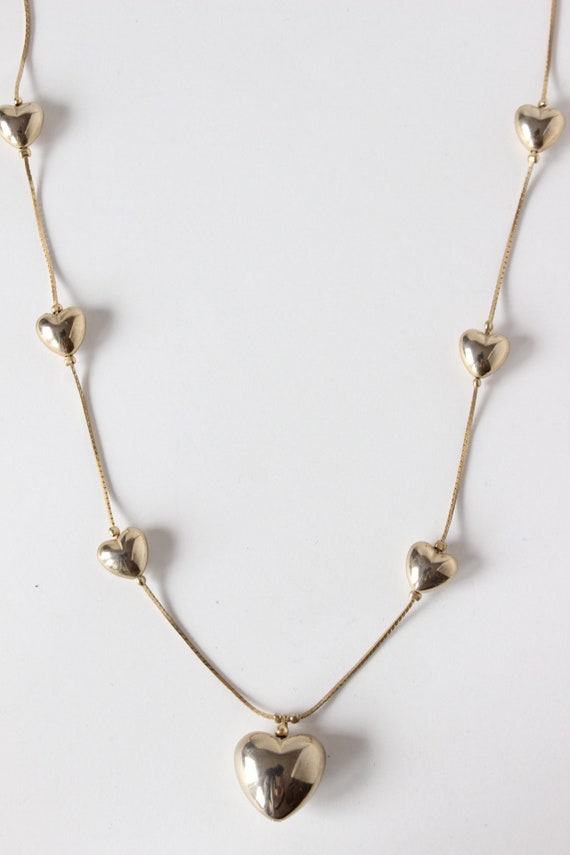 Vintage Silver Tone Hearts Chain Necklace - image 4