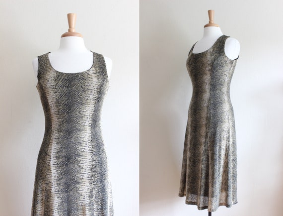 Vintage 1990s Snakeskin Print Stretch Mesh Dress