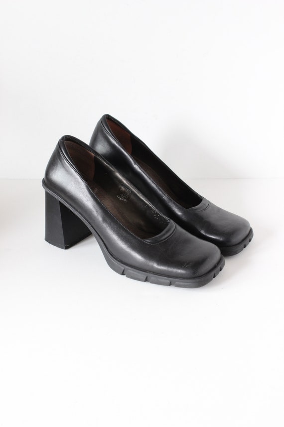 Vintage 1990s Aldo Black Leather Chunky Block Hee… - image 4