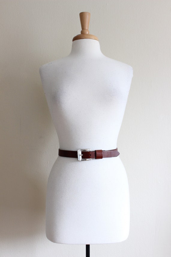 Vintage 1990s Kenneth Cole Brown Leather Belt wit… - image 1