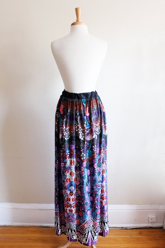 1960s Skirt / Vintage Pink, Purple & Black Floral… - image 5