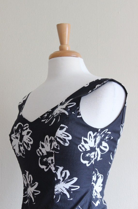 Vintage Laura Ashley Black & White Floral Mini Dr… - image 8