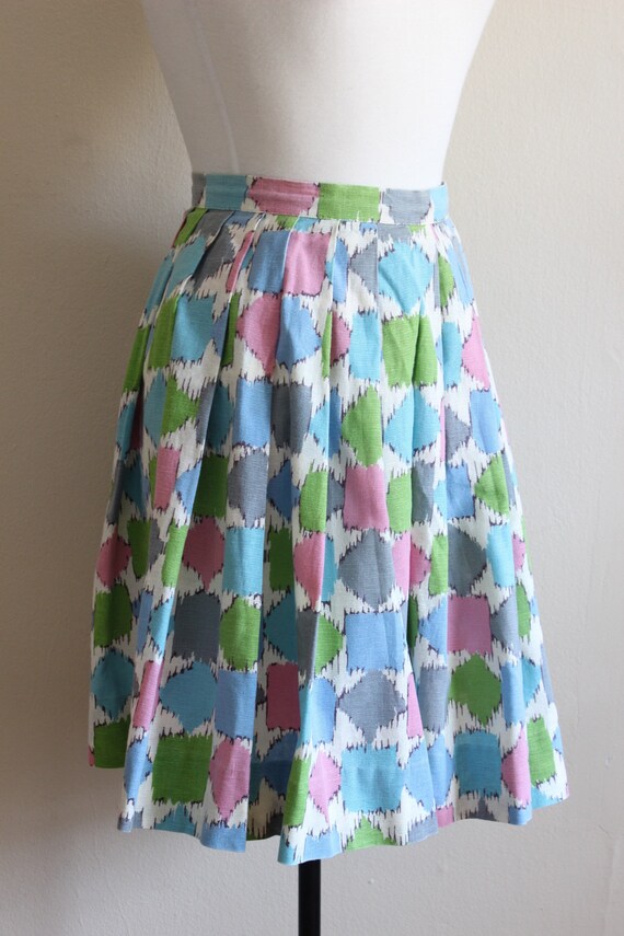 Vintage 1950s Pastel Print Pleated Skirt - image 7