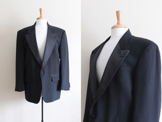 Vintage 1980s Christian Dior Black Tuxedo Jacket