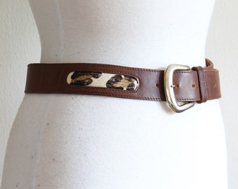 Vintage Omega Brown Leather & Leopard Ponyhair Belt - Etsy display picture 2