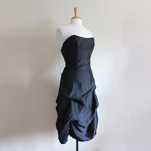 Vintage Jim Hjelm Black Strapless Bubble Hem Dress with Pick Ups