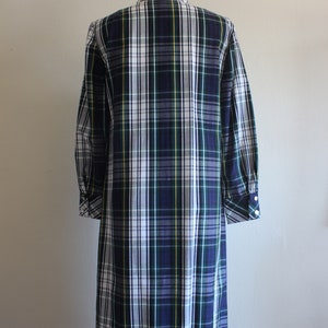 Vintage 1960s Navy, Green & White Plaid Long Sleeve Shirtdress image 9