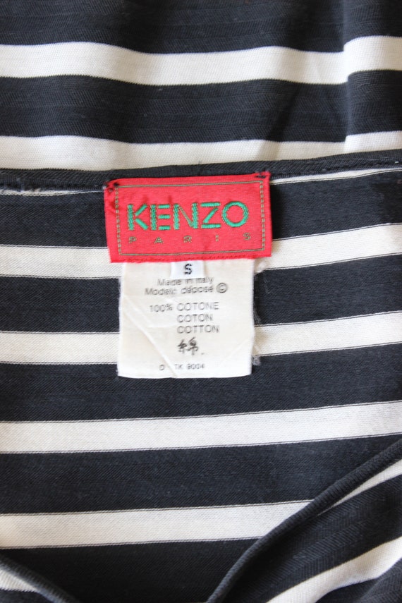 Vintage 1980s Sheer Black & White Stripe Kenzo Top - image 8