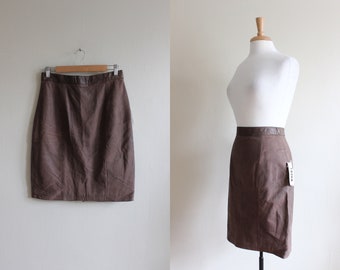 Vintage Brown Leather High Waist Skirt