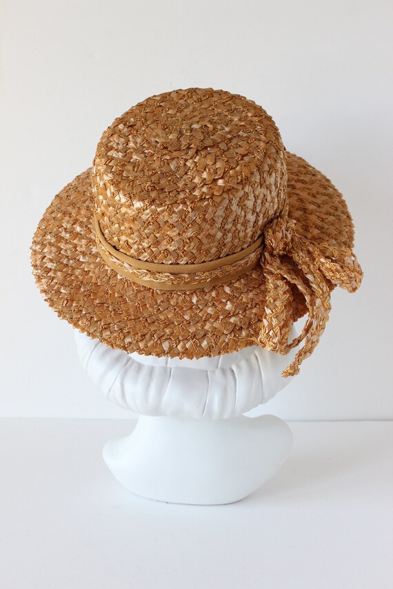 Vintage French Room Caramel Cellophane Straw Hat - image 5