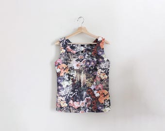 Vintage 1970s John Abbott Digital Floral Print Tank Top