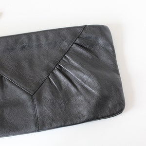 Vintage Minimalist Black Leather Zippered Clutch Bag image 3