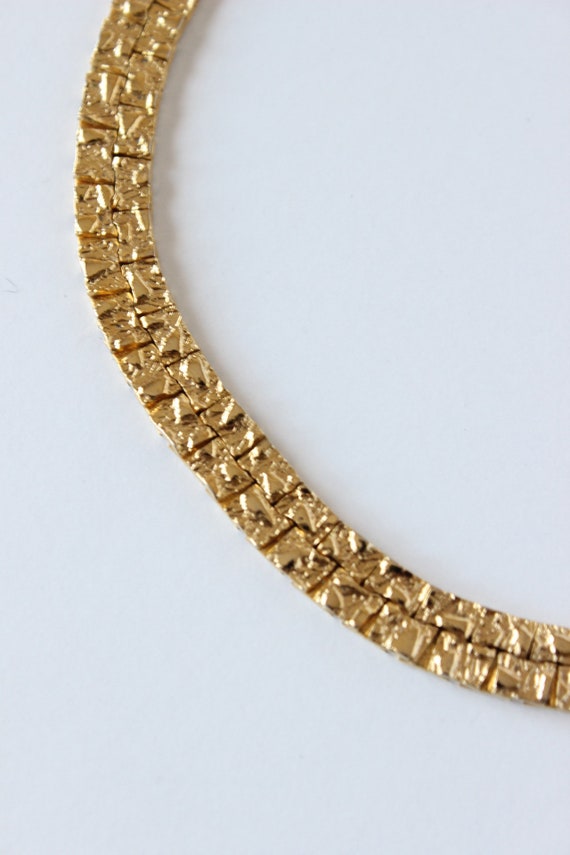 Vintage Goldtone Textured Chain Necklace - image 4