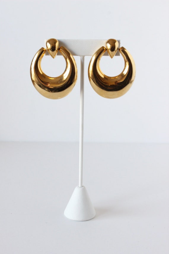 Vintage Monet Chunky Goldtone Door Knocker Earrings Etsy