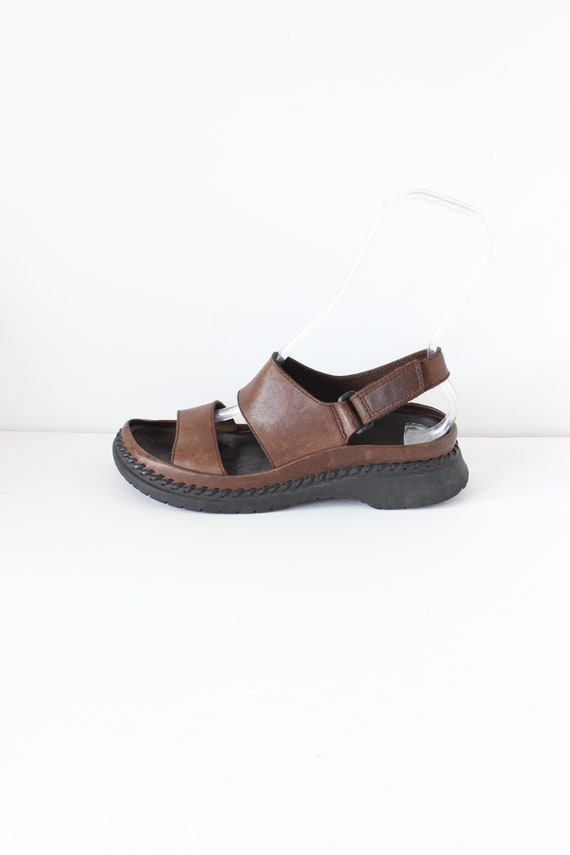Vintage 1990s Chunky Brown Leather Sandals, size 6