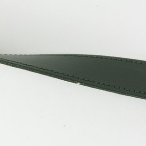 Vintage Dark Green Leather Belt with Gold Tone Buckle image 10