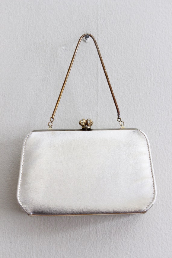 Vintage 1960s Metallic Gold Faux Leather Clutch - image 10